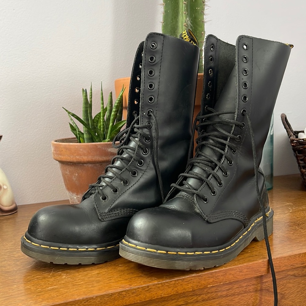 Doc Dr. Martin High Black Leather Combat Boots 8